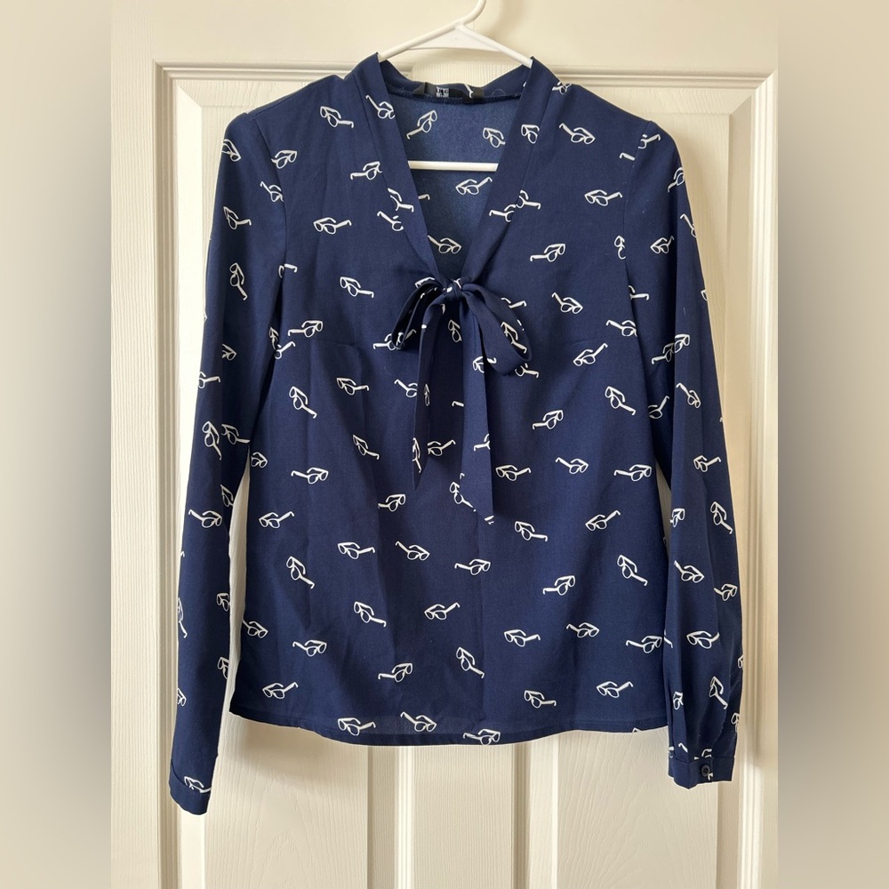 Long Sleeve Blouse Blue Size XS